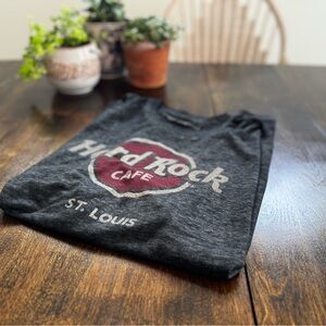 Hard Rock Cafe St. Louis Tee XL | Burnout Black Logo Shirt | Vintage Rock Look